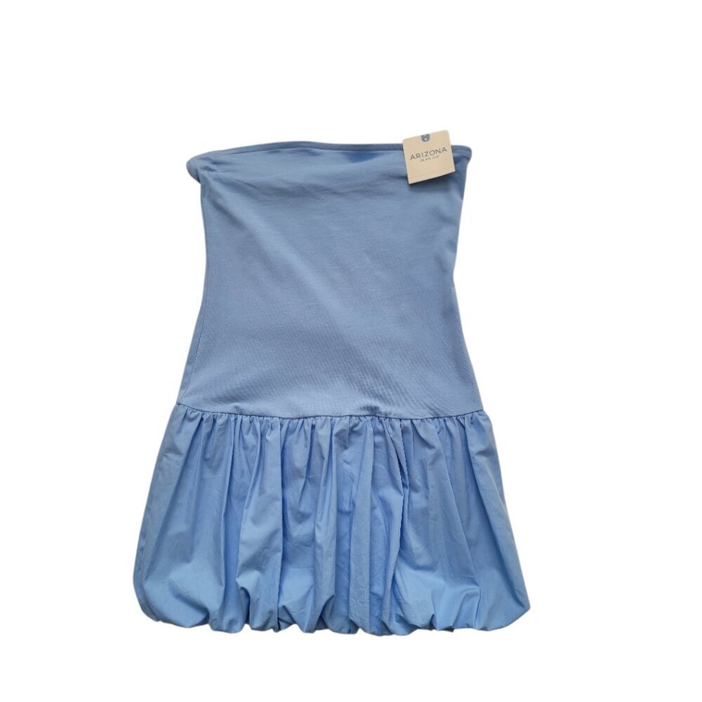 NWT ARIZONA STRAPLESS BLUE BUBBLE HEM MINI JUNIOR XS